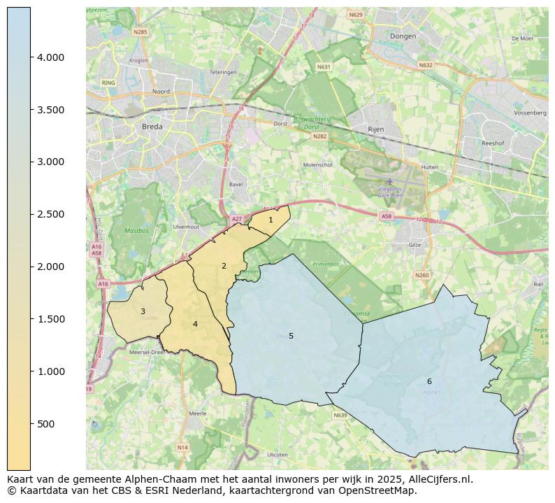 Afbeelding van de gemeente Alphen-Chaam op de kaart.