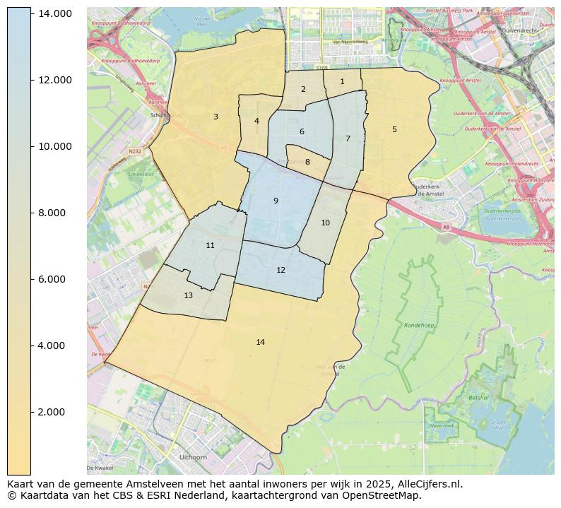 Afbeelding van de gemeente Amstelveen op de kaart.