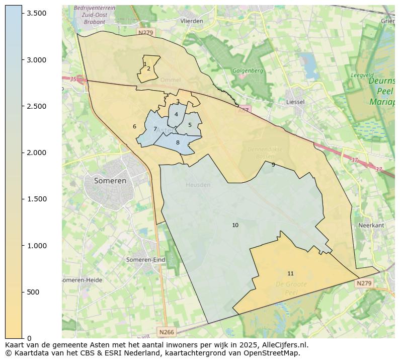 Afbeelding van de gemeente Asten op de kaart.