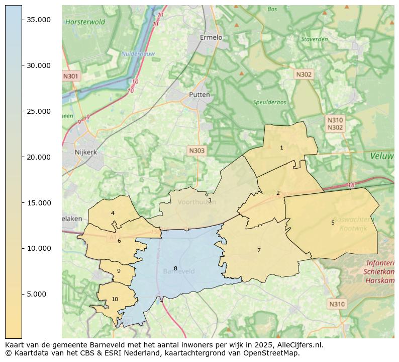 Afbeelding van de gemeente Barneveld op de kaart.