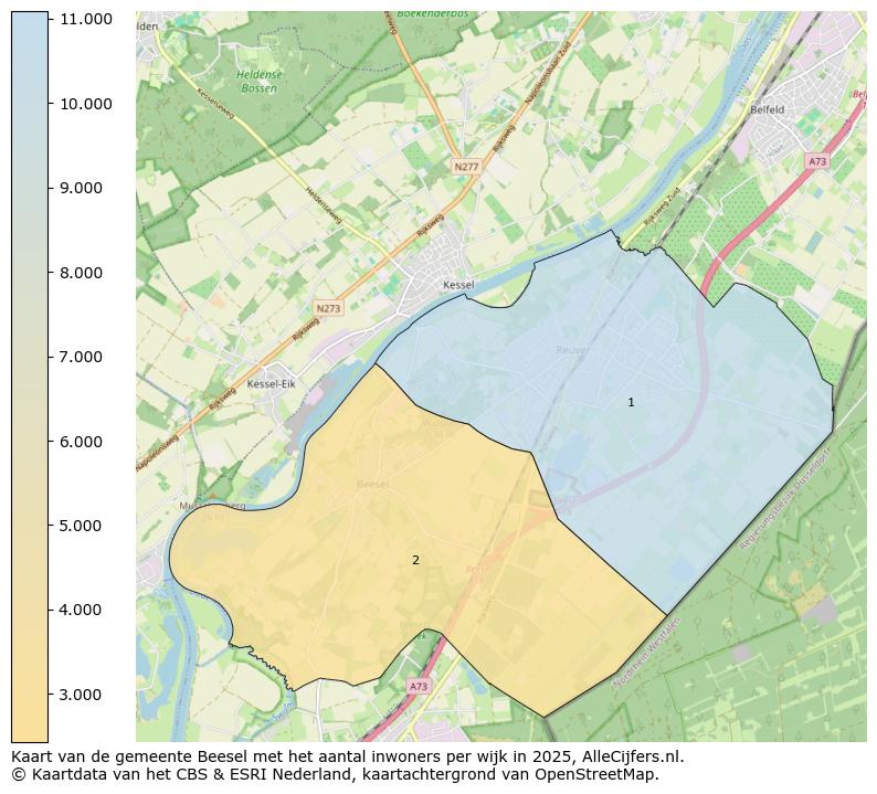 Afbeelding van de gemeente Beesel op de kaart.
