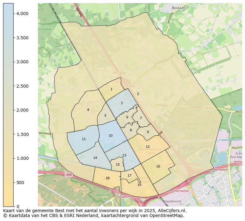 Afbeelding van de gemeente Best op de kaart.