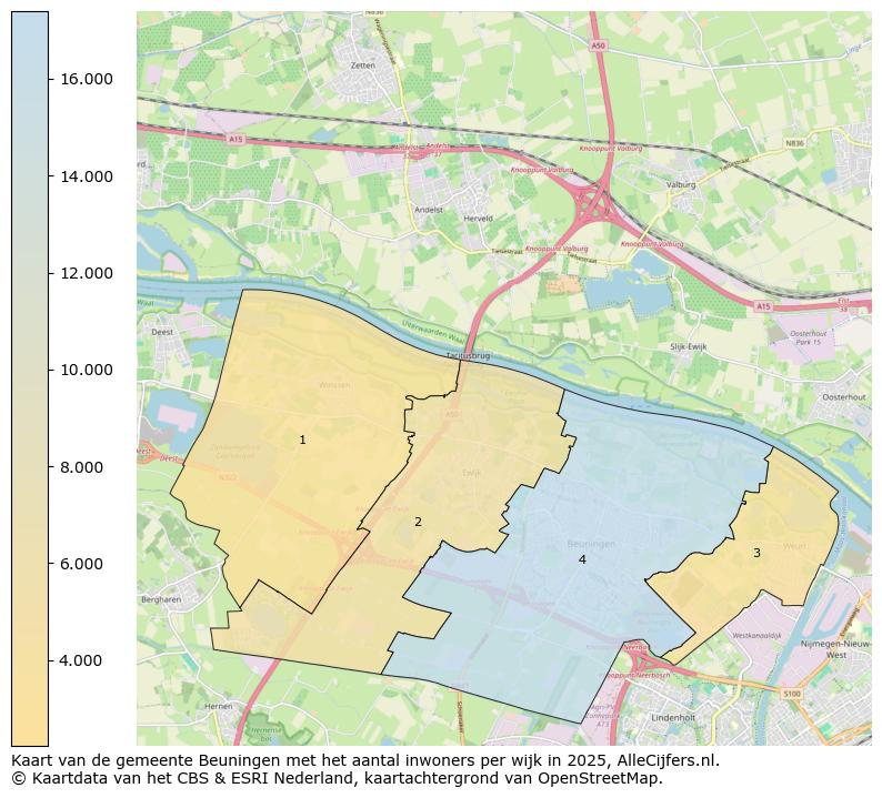 Afbeelding van de gemeente Beuningen op de kaart.