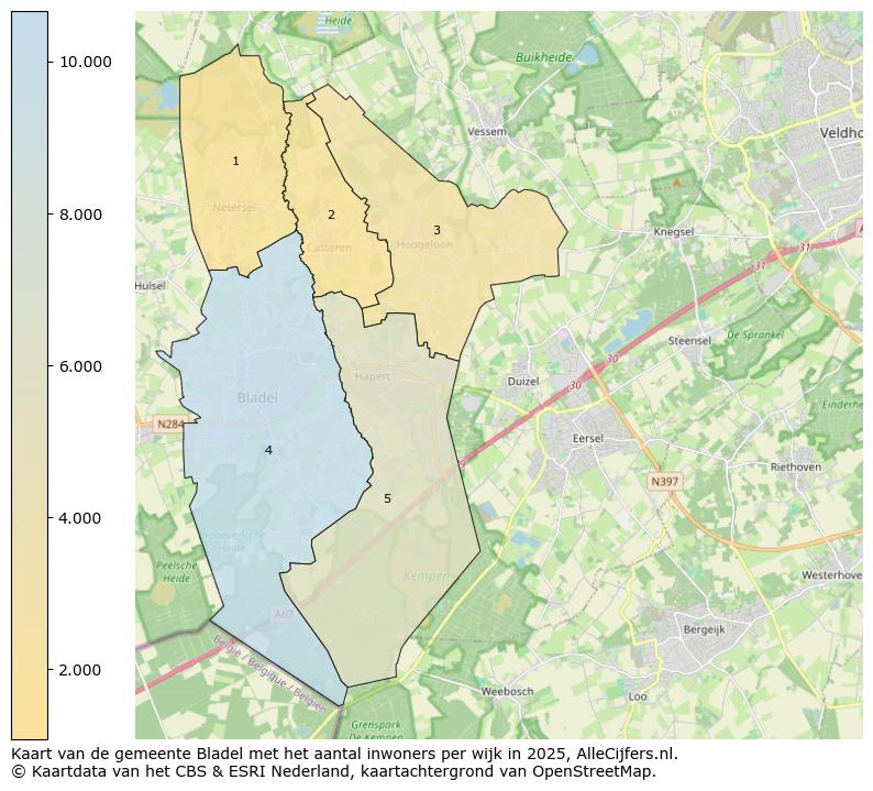 Afbeelding van de gemeente Bladel op de kaart.
