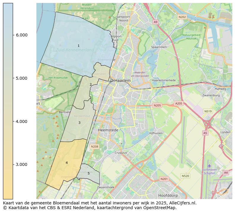 Afbeelding van de gemeente Bloemendaal op de kaart.