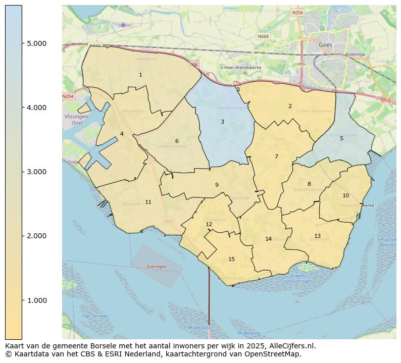 Afbeelding van de gemeente Borsele op de kaart.