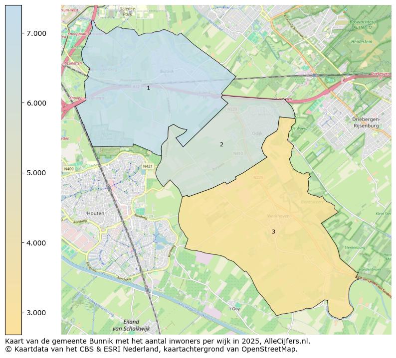Afbeelding van de gemeente Bunnik op de kaart.