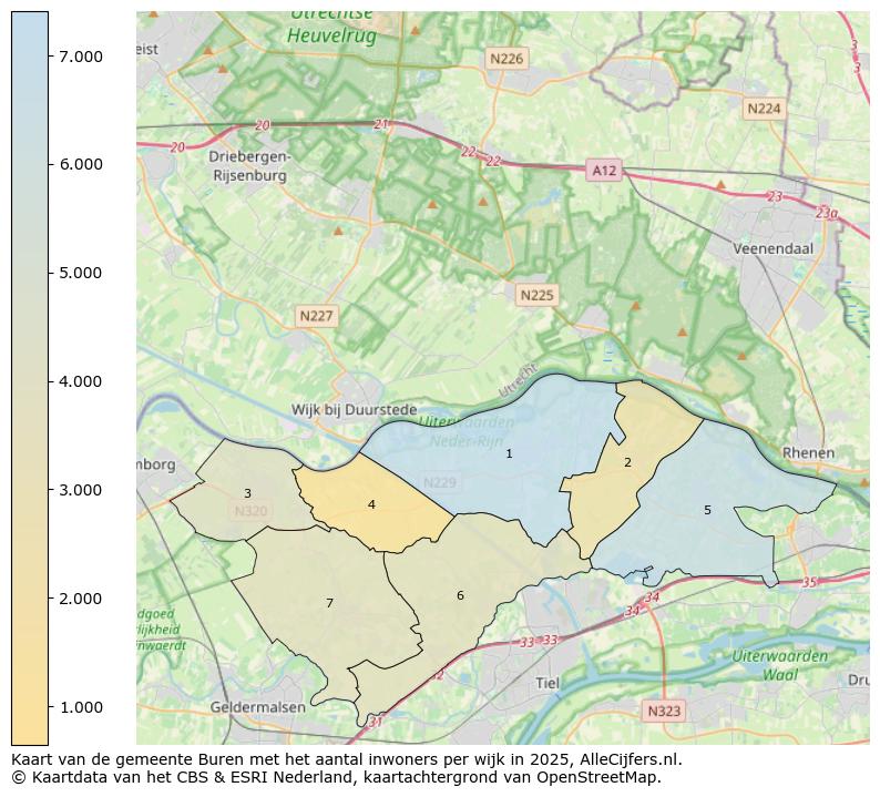Afbeelding van de gemeente Buren op de kaart.