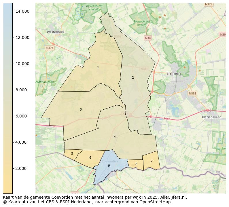 Afbeelding van de gemeente Coevorden op de kaart.