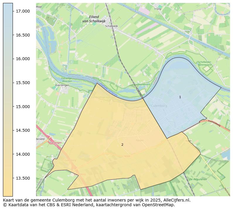 Afbeelding van de gemeente Culemborg op de kaart.