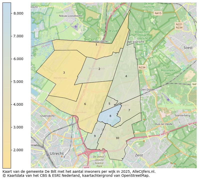 Afbeelding van de gemeente De Bilt op de kaart.