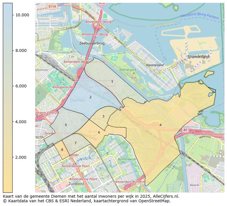 Afbeelding van de gemeente Diemen op de kaart.