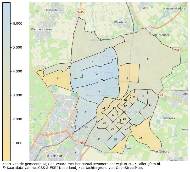Afbeelding van de gemeente Dijk en Waard op de kaart.