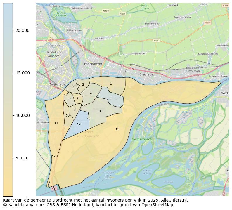 Afbeelding van de gemeente Dordrecht op de kaart.