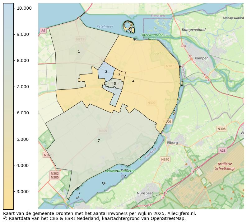 Afbeelding van de gemeente Dronten op de kaart.
