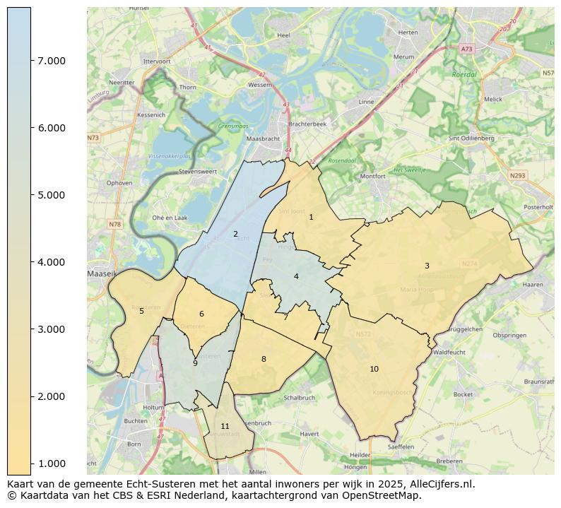 Afbeelding van de gemeente Echt-Susteren op de kaart.