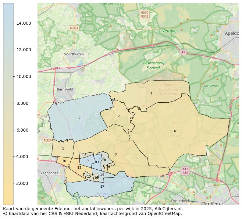 Afbeelding van de gemeente Ede op de kaart.