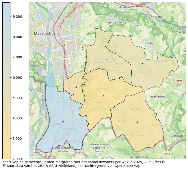 Afbeelding van de gemeente Eijsden-Margraten op de kaart.