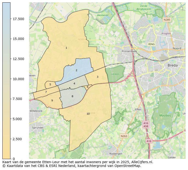 Afbeelding van de gemeente Etten-Leur op de kaart.