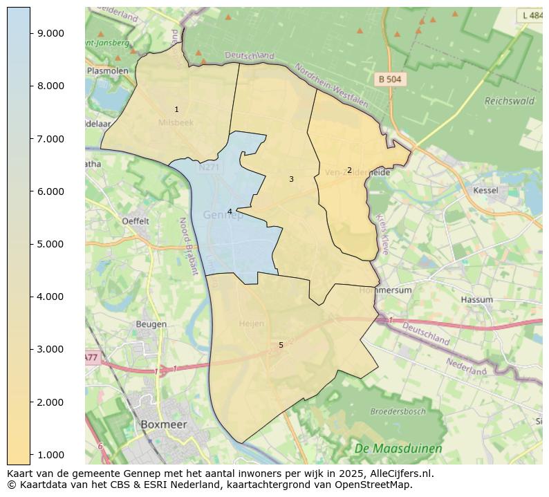 Afbeelding van de gemeente Gennep op de kaart.