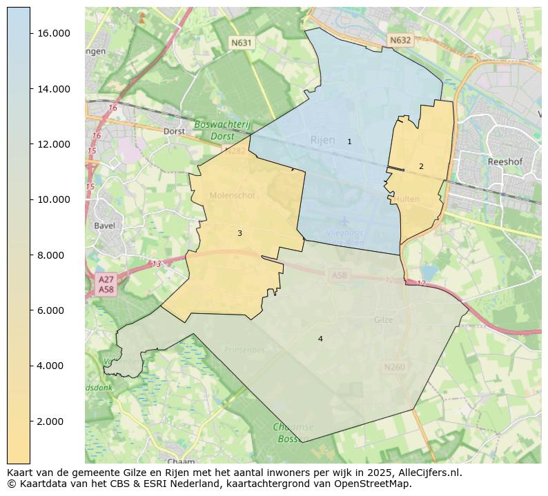 Afbeelding van de gemeente Gilze en Rijen op de kaart.