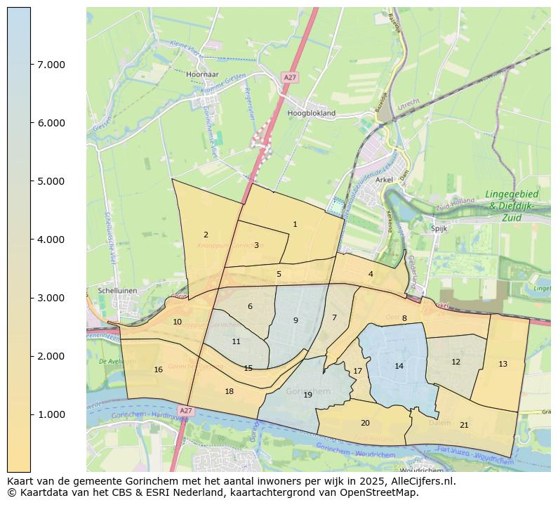 Afbeelding van de gemeente Gorinchem op de kaart.