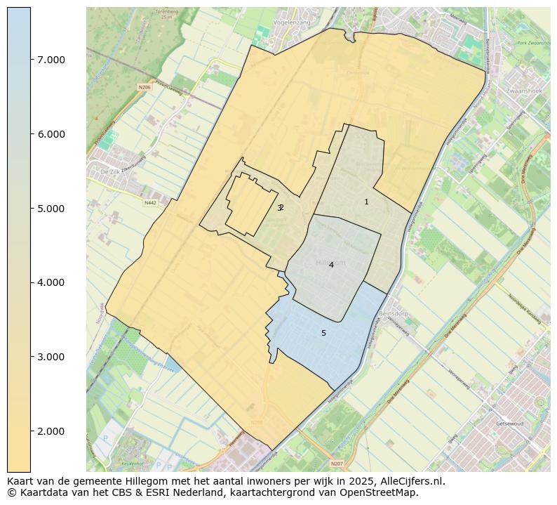 Afbeelding van de gemeente Hillegom op de kaart.