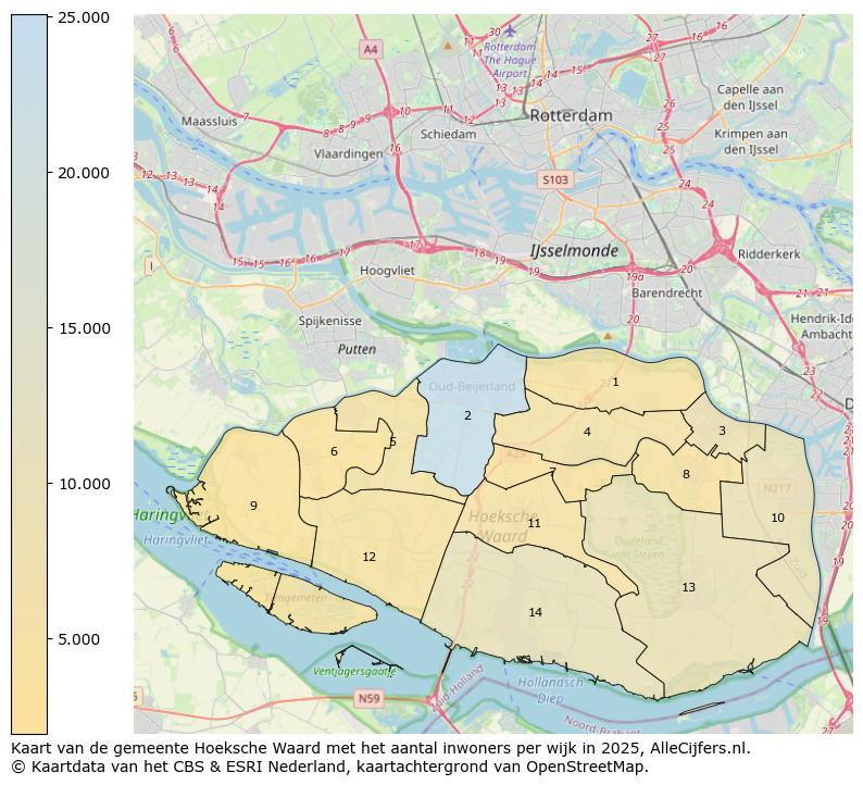 Afbeelding van de gemeente Hoeksche Waard op de kaart.