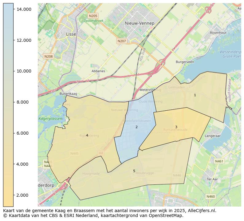 Afbeelding van de gemeente Kaag en Braassem op de kaart.