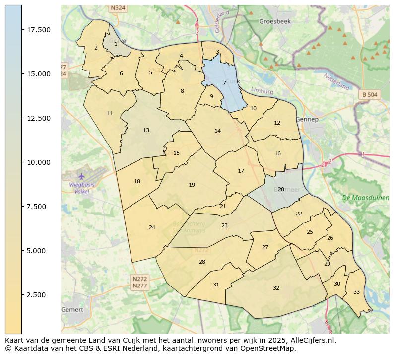 Afbeelding van de gemeente Land van Cuijk op de kaart.