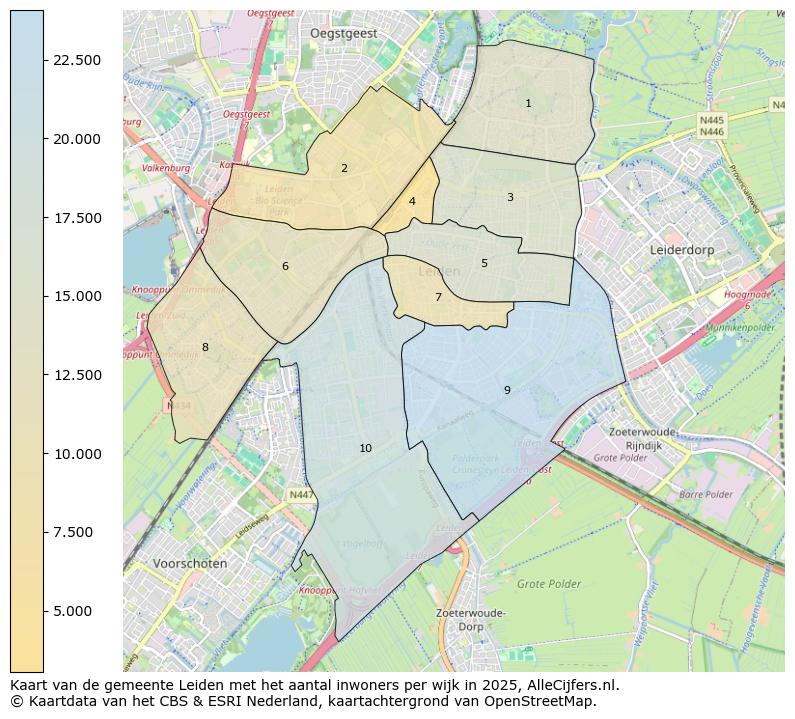 Afbeelding van de gemeente Leiden op de kaart.