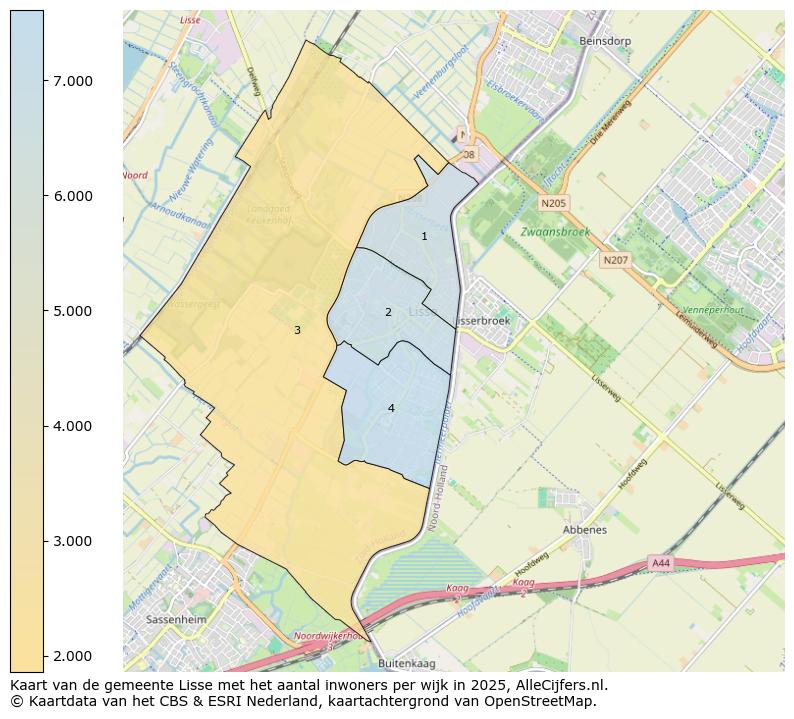 Afbeelding van de gemeente Lisse op de kaart.
