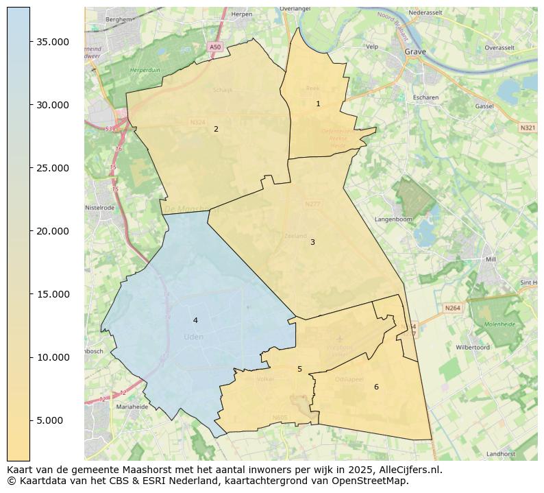 Afbeelding van de gemeente Maashorst op de kaart.
