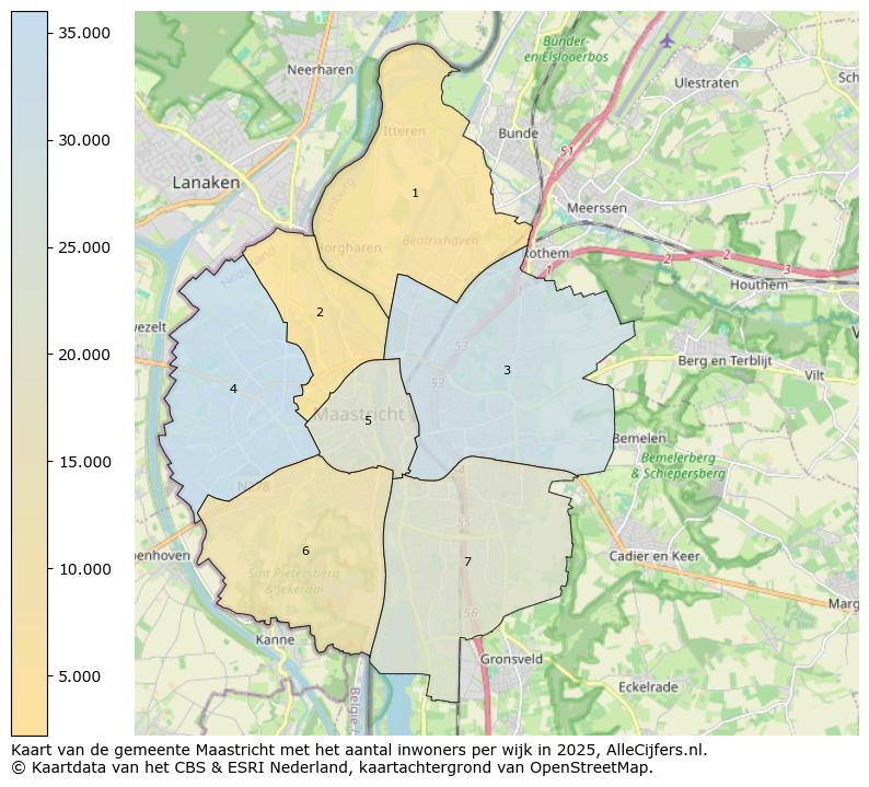 Afbeelding van de gemeente Maastricht op de kaart.