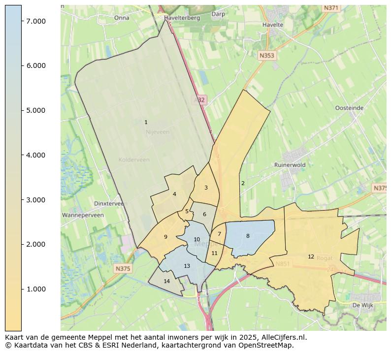 Afbeelding van de gemeente Meppel op de kaart.