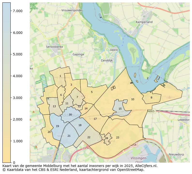 Afbeelding van de gemeente Middelburg op de kaart.