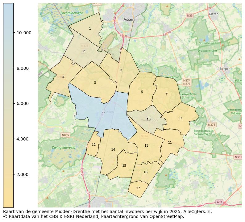 Afbeelding van de gemeente Midden-Drenthe op de kaart.