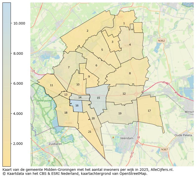 Afbeelding van de gemeente Midden-Groningen op de kaart.