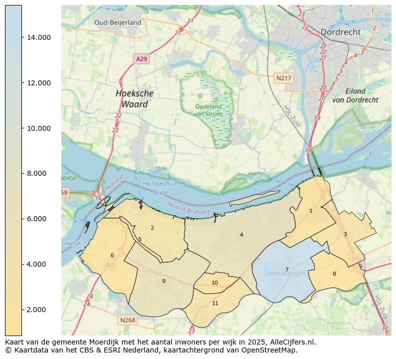 Afbeelding van de gemeente Moerdijk op de kaart.