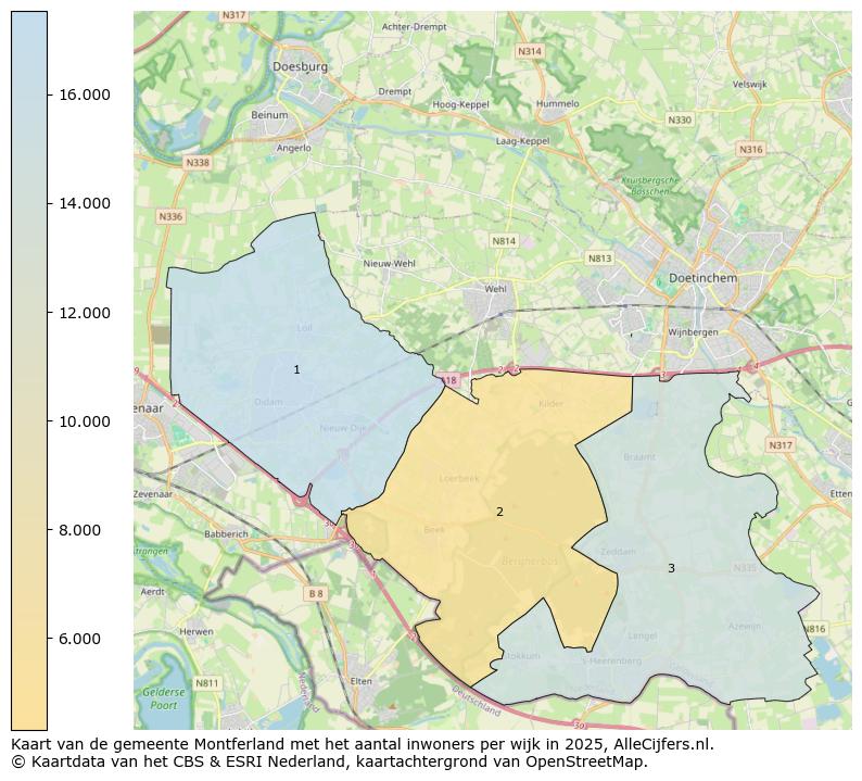 Afbeelding van de gemeente Montferland op de kaart.
