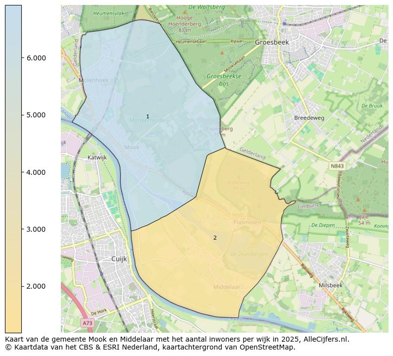 Afbeelding van de gemeente Mook en Middelaar op de kaart.