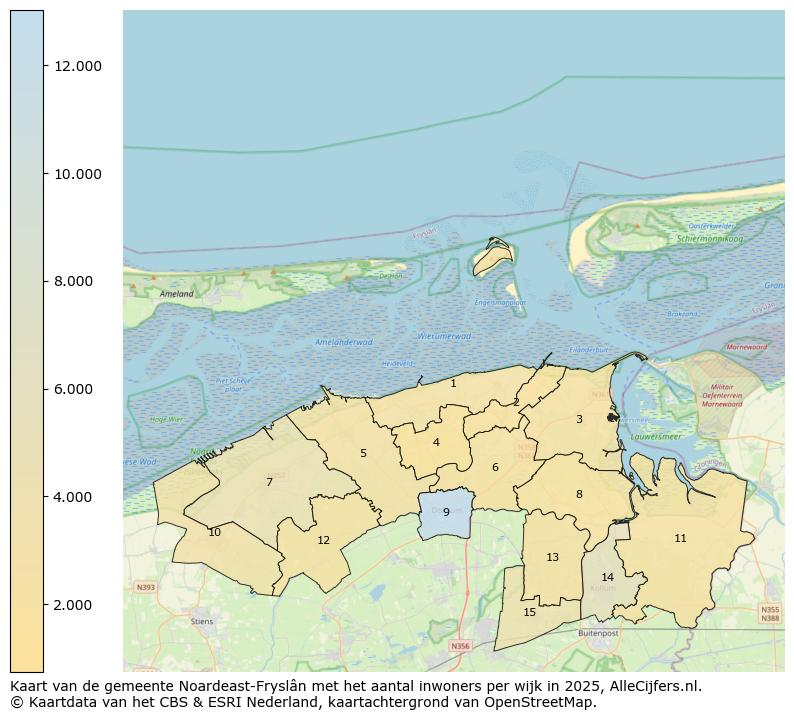 Afbeelding van de gemeente Noardeast-Fryslân op de kaart.