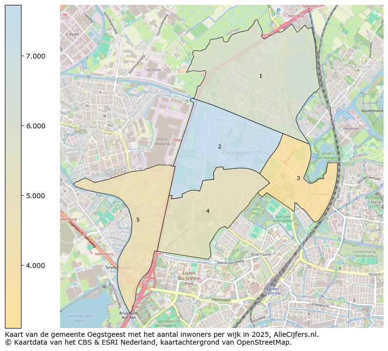 Afbeelding van de gemeente Oegstgeest op de kaart.