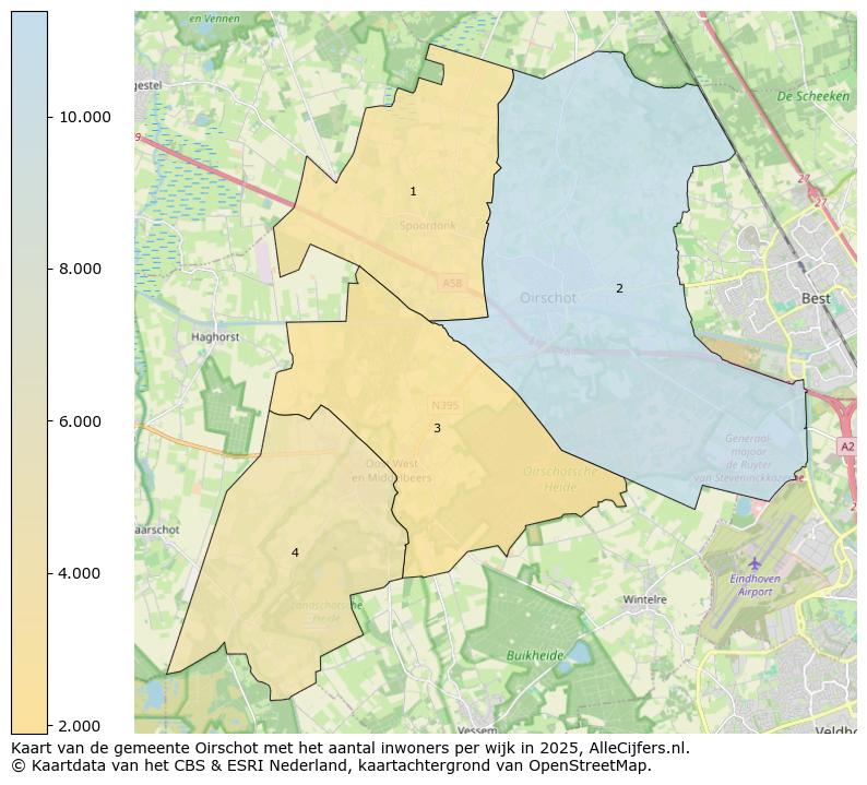 Afbeelding van de gemeente Oirschot op de kaart.