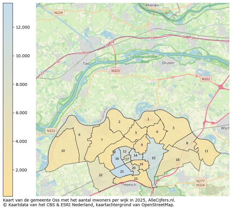 Afbeelding van de gemeente Oss op de kaart.