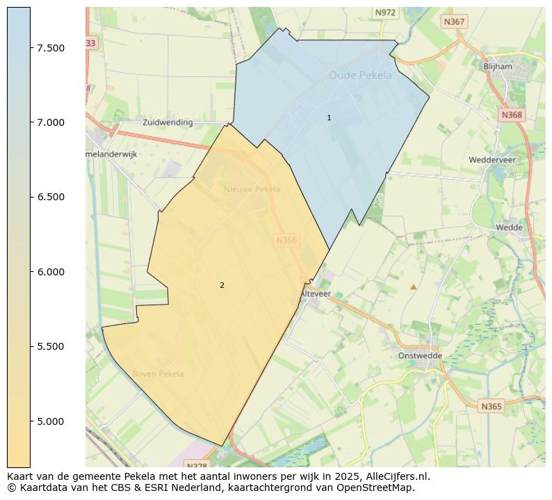 Afbeelding van de gemeente Pekela op de kaart.