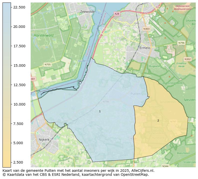 Afbeelding van de gemeente Putten op de kaart.