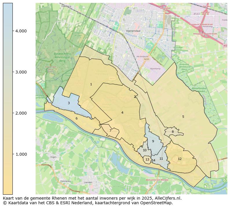 Afbeelding van de gemeente Rhenen op de kaart.
