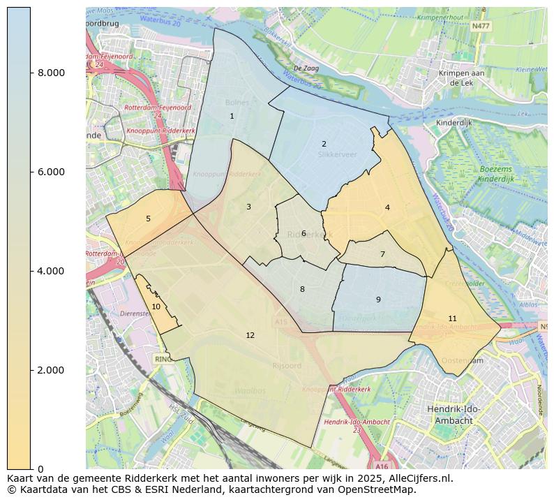 Afbeelding van de gemeente Ridderkerk op de kaart.