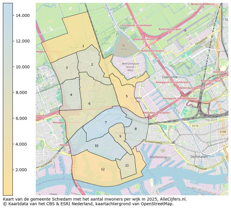 Afbeelding van de gemeente Schiedam op de kaart.